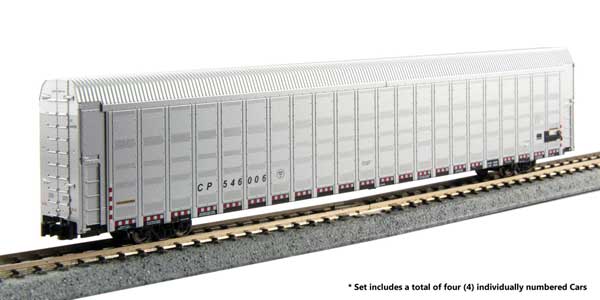 Load image into Gallery viewer, Kato N Scale Canadian Pacific Aluminum Autorack 4 Car Set 546014, 546056, 546128, 546274