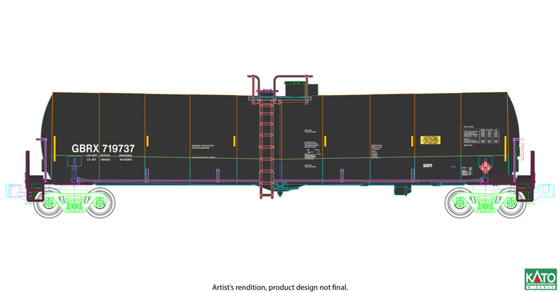 Load image into Gallery viewer, Kato N Scale Greenbrier 30,500 Gallon DOT-117 Tank Car 8-Car Set A GBRX - KAT1064801 | Fusion Scale Hobbies