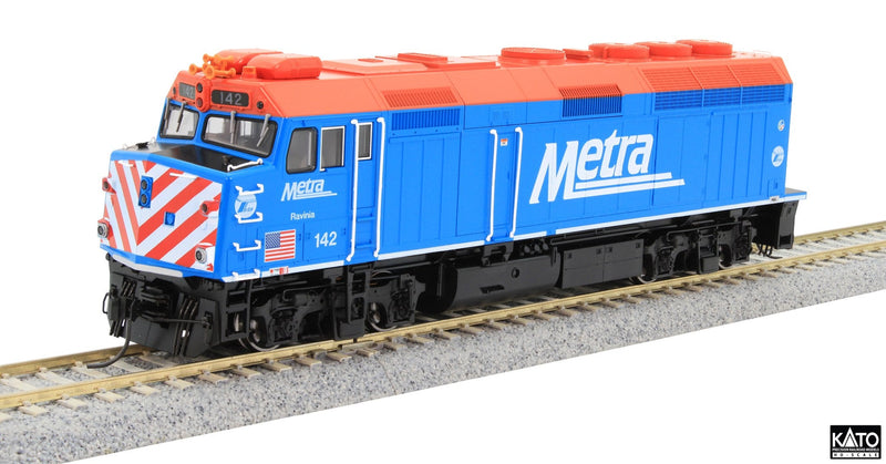 Load image into Gallery viewer, Kato HO Scale Metra #142 F40PH (DCC Ready) - Standard Paint - KAT376574