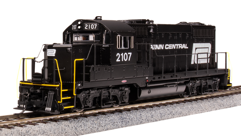 Load image into Gallery viewer, Broadway Limited HO Penn Central EMD GP20 Black w/ White DCC Sound #2107 - 7458