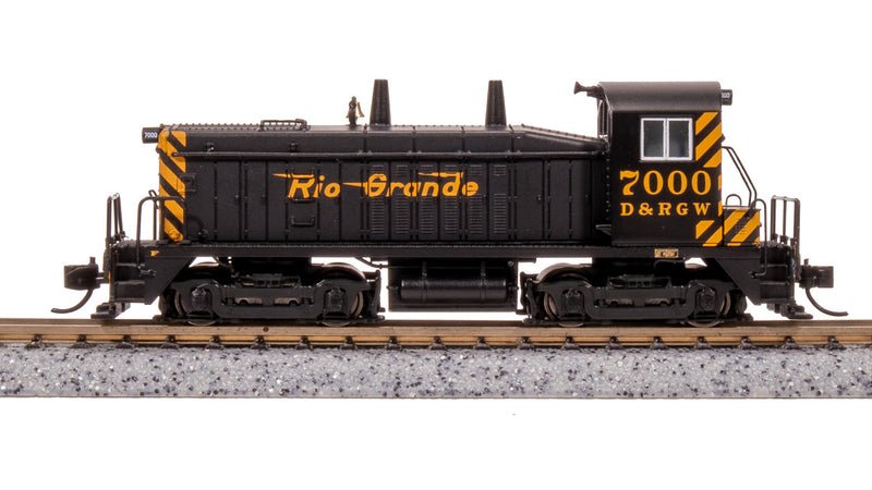 Load image into Gallery viewer, Broadway Limited N Scale DRGW EMD NW2 Diesel Locomotive Black & Gold #100 - 7490