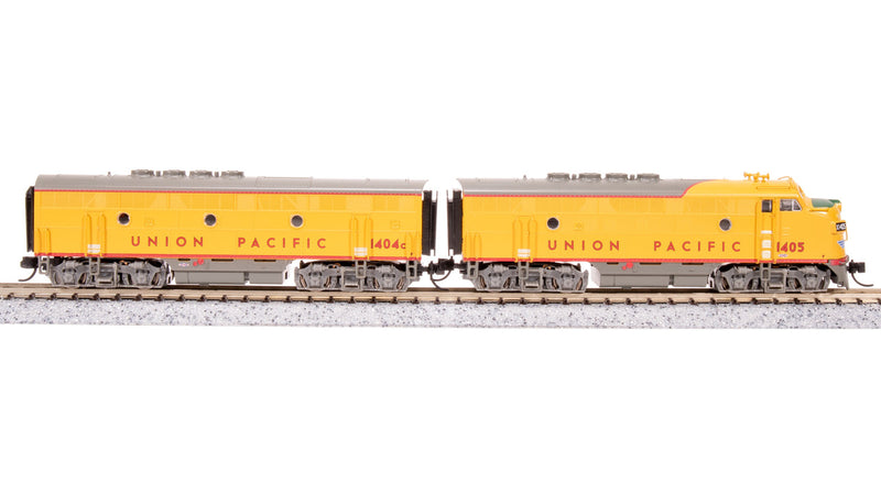 Load image into Gallery viewer, Broadway Limited N Scale UP EMD F3 AB Yellow Gray Unit-A Diesel #1405/1404C - 7727