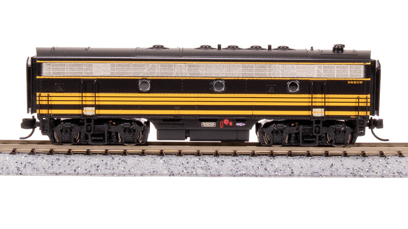 Load image into Gallery viewer, Broadway Limited N Scale DRGW EMD F7 AB Black Diesel Locomotive #5561/5562 - 7754