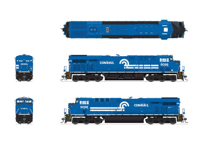 Load image into Gallery viewer, Broadway Limited HO Scale Norfolk Southern Conrail 8098 Heritage ES44AC GEVO Locomotive DCC/Sound Pargon 4