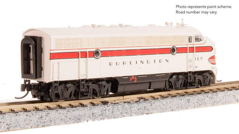 Load image into Gallery viewer, Broadway Limited N Scale F7 A-Unit CBQ #169A DC Stealth Diesel New - 9279
