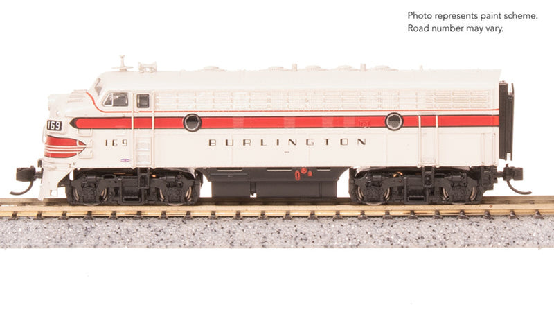 Load image into Gallery viewer, Broadway Limited N Scale F7 A-Unit CBQ #169A DC Stealth Diesel New - 9279