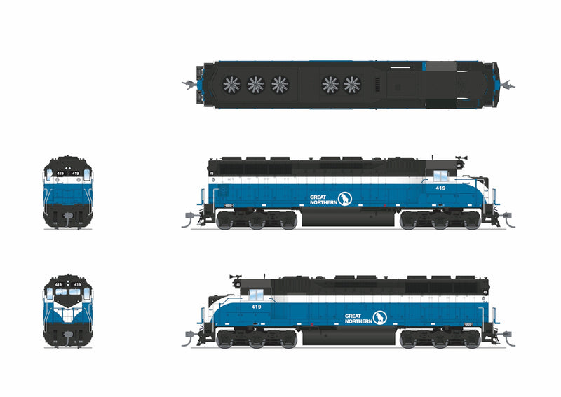 Load image into Gallery viewer, Broadway Limited HO 9805 SD45 Great Northern 424 Big Sky Blue No-Sound / DCC-Ready HO