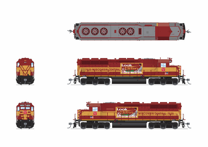 Load image into Gallery viewer, Broadway Limited HO SD45 Wisconsin Central 7525 Operation Lifesaver Paragon4 Sound/DC/DCC HO