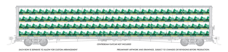 Load image into Gallery viewer, Rapido HO Scale Centerbeam Flatcar Lumber Load Irving – RAP102164