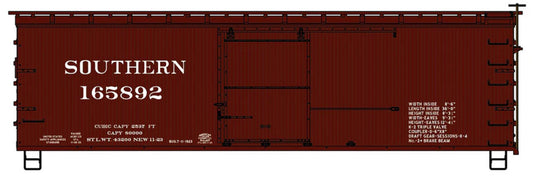 Accurail 1412 HO Scale Southern Railway SOU 165892 36 Foot Wood Boxcar with Metal Ends