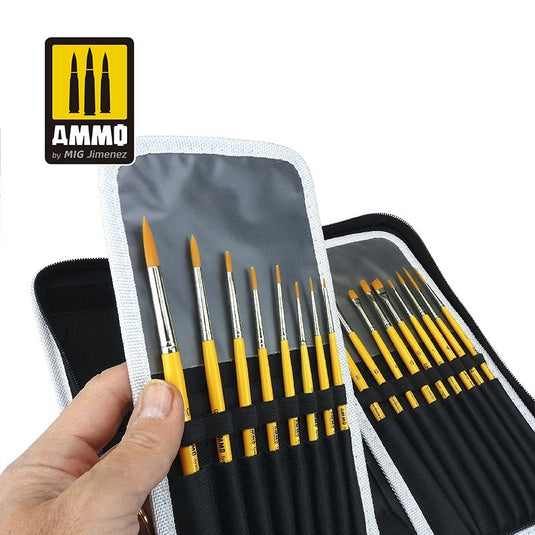 Ammo Mig Jimenez Paint Brush Arsenal Organizer & Full Brush Set