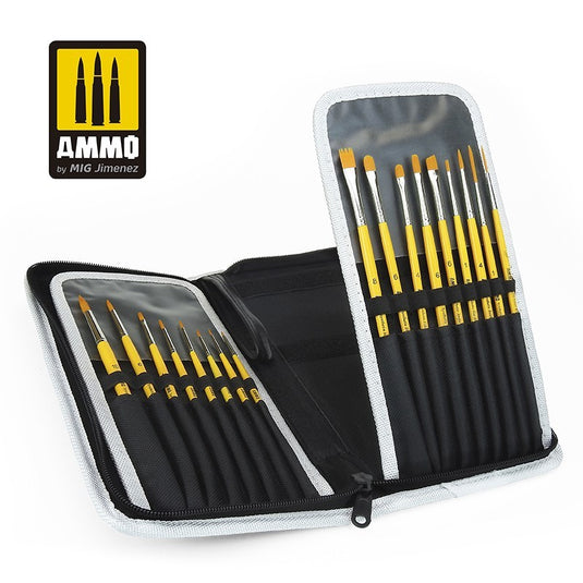 Ammo Mig Jimenez Paint Brush Arsenal Organizer & Full Brush Set