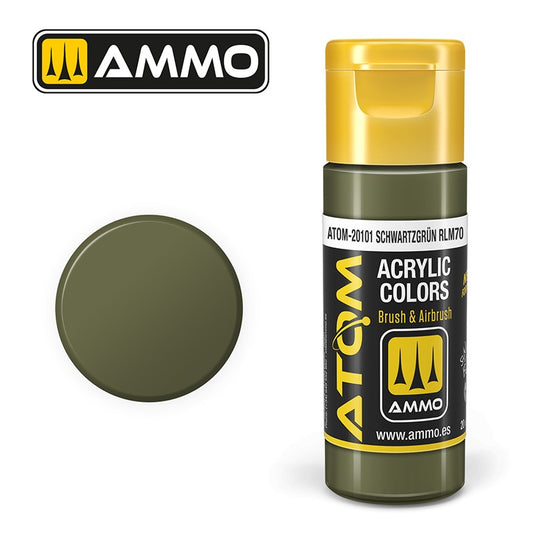 Ammo Mig Atom Color Acrylic Schwartzgrün RLM70 FS34052 - RAL7022 - RLM70