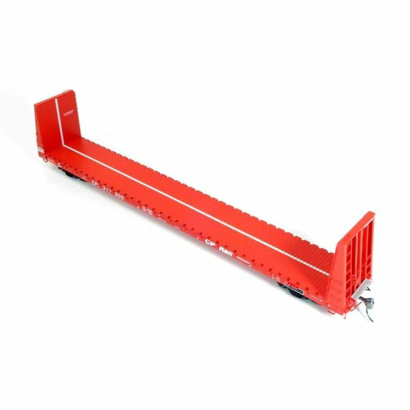 Load image into Gallery viewer, Rapido HO Scale Canadian Pacific Rail Action Red Marine Industries Bulkhead Flatcar (6) - 147001