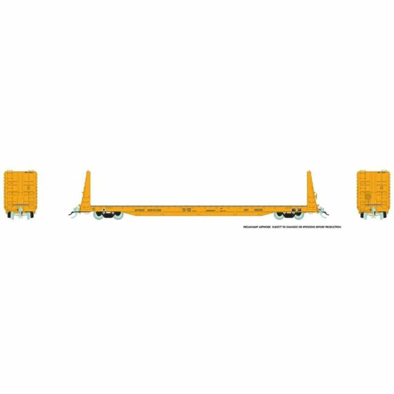 Load image into Gallery viewer, Rapido HO Scale ONR Yellow Scheme Marine Industries Bulkhead Flatcar (6) - 147007