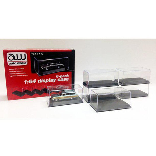 Auto World 1/64 Display Case with Black Base 6 Pack