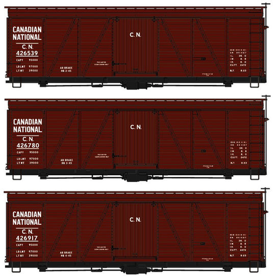 Accurail 8154 HO Scale Canadian National 36' Fowler Wood Boxcar 3-Car Set