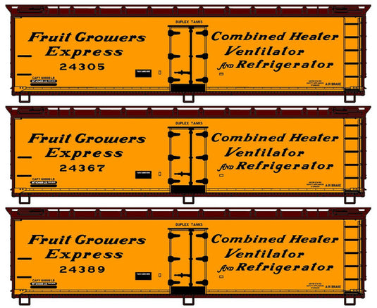 Accurail 8161 HO Scale Fruit Growers Express 40' Wood Reefer 3-Car Set