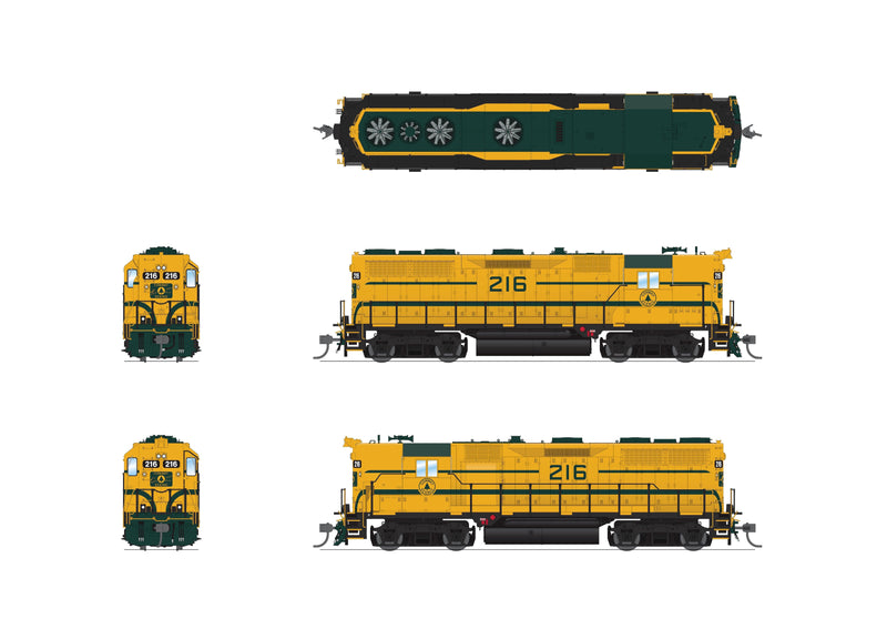 Load image into Gallery viewer, Broadway Limited HO Scale EMD GP35 Conway Scenic #216 Yellow & Green Paragon4 Sound/DC/DCC HO (Conway Scenic Railway Exclusive)