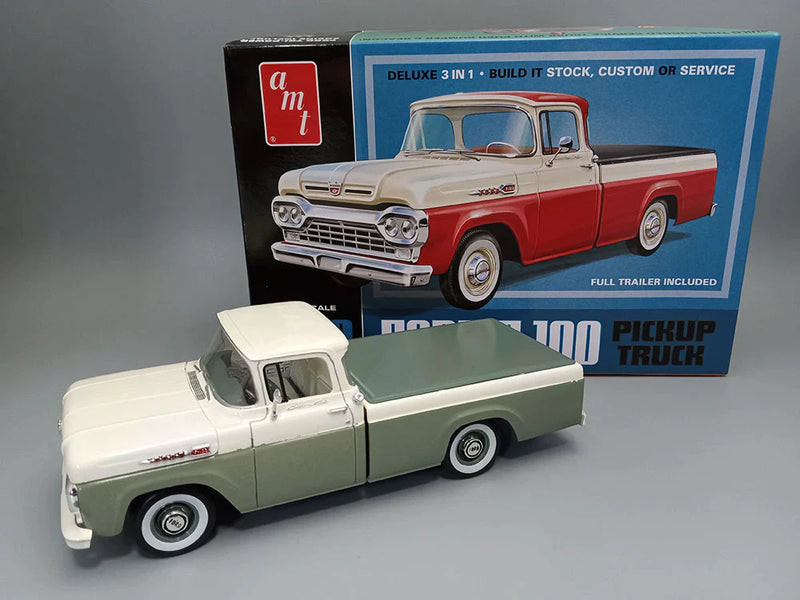 Load image into Gallery viewer, AMT 1960 Ford F-100 Pickup w/Trailer 1:25 Scale Model Kit