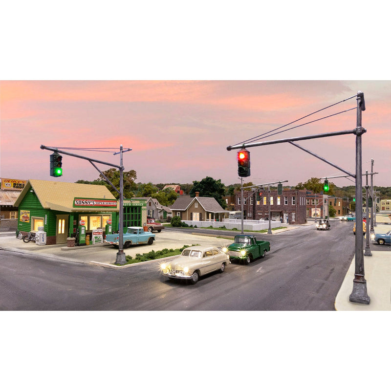 Load image into Gallery viewer, Woodland Scenics HO Scale Mast Arm Traffic Lights