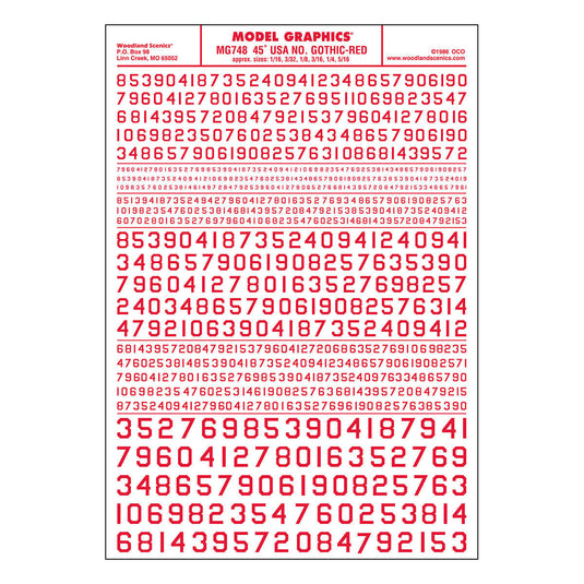 Woodland Scenics USA Gothic Numbers/red