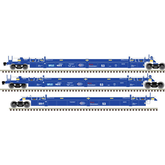 Atlas Master HO Scale Thrall Triple 53' Articulated Well Cars BNSF Railway SFLC #9022