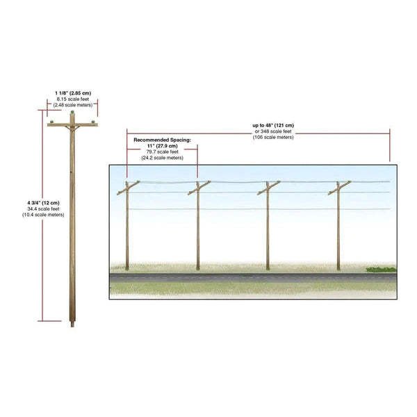 Load image into Gallery viewer, Woodland Scenics HO Pre-Wired Poles Single Crossbar