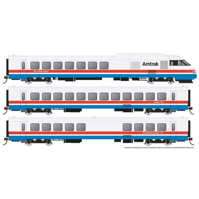 Rapido HO Scale Amtrak RTL Turboliner Phase III Early DCC/Sound Set #3 - 25502