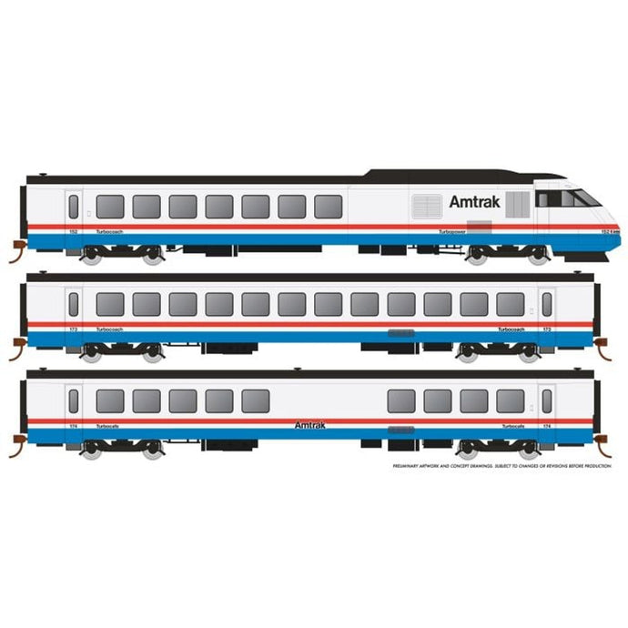 Rapido HO Scale Amtrak RTL Turboliner Phase III Late DCC/Sound Set #2 - 25503
