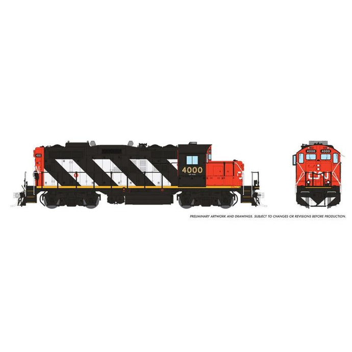 Rapido HO Scale GP9rm DCC Sound CN Stripes #4000