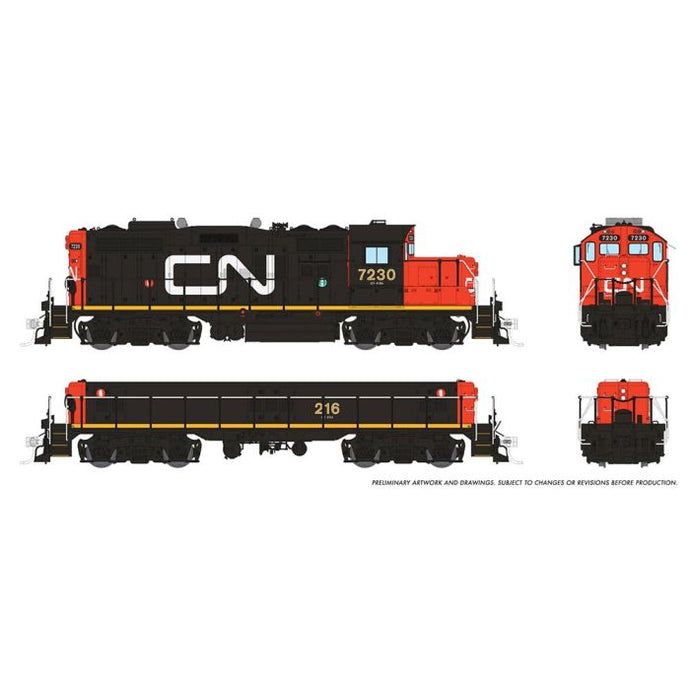 Rapido HO Scale GP9rm Mother & Slug DC Only CN Early #7230 & #216