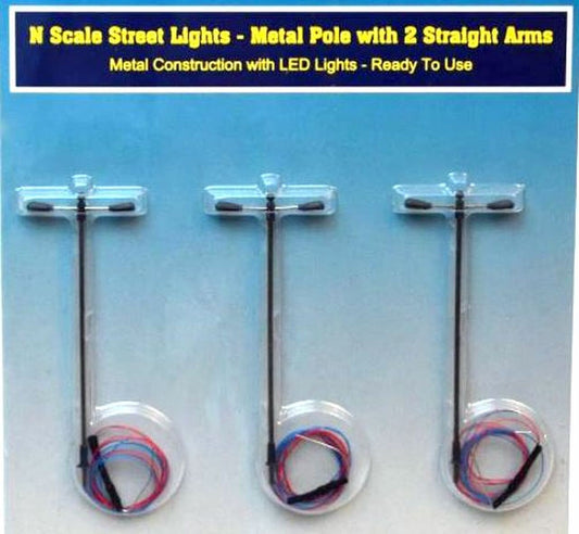 Rock Island Hobby RIH013104 HO Scale Street Lights with single pole and 2 straight arms