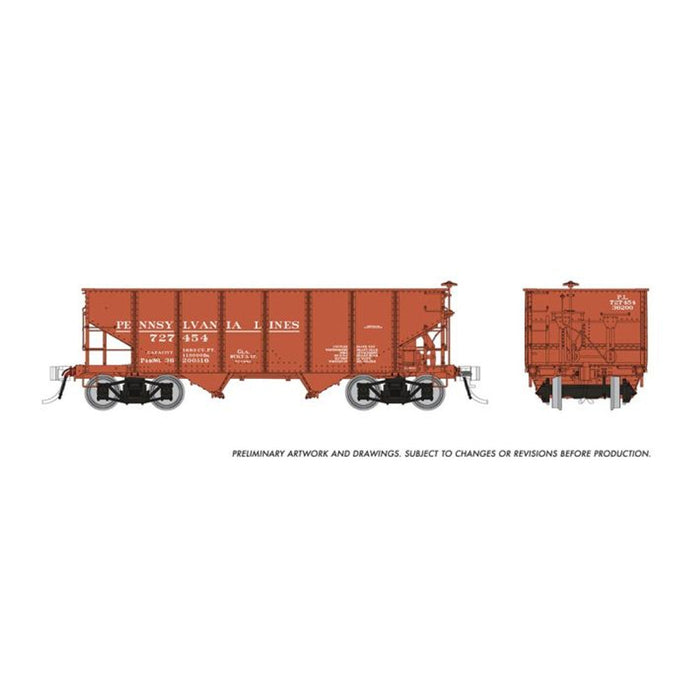 Rapido HO Scale Pennsylvania Lines PRR GLa 2-Bay Hopper Single Car - 148019A