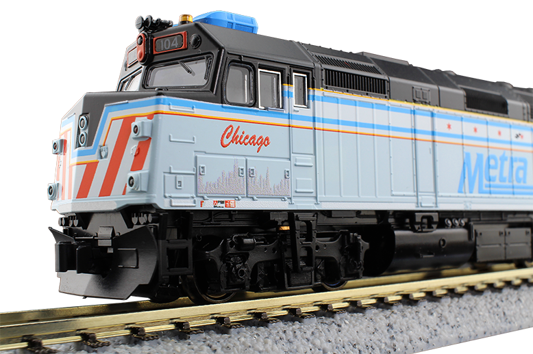 Load image into Gallery viewer, Kato N Scale Chicago Metra #104 City of Chicago F40PH Diesel
