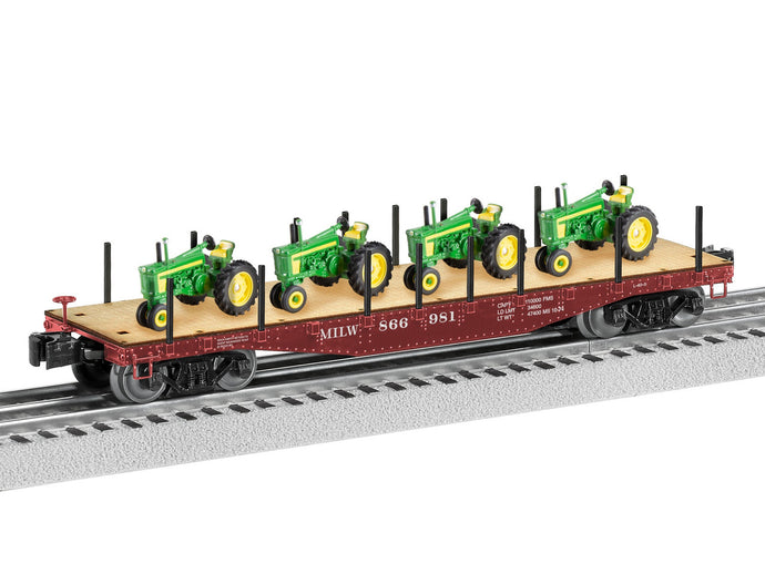 Lionel O Scale Milwaukee Road 40' Flatcar w/ John Deere Tractor Load - 2426140