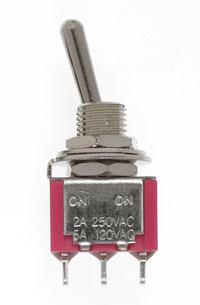 Miniatronics Mini Toggle Switch-SPDT-5 Amp-120 V-1/4 in Dia [4 pcs] MNT3621008