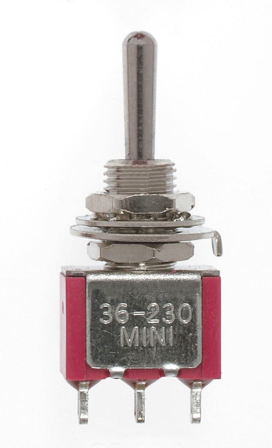 Miniatronics Mini Toggle Switch-Ctr Off-SPDT-5 Amp-120 V-1/4 in Dia [8 pcs] MNT3625004