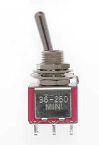 Miniatronics Mini Toggle Switch-DPDT-5 Amp-120 V-1/4 in Dia [4 pcs] MNT3625008