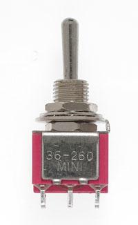 Miniatronics Mini Toggle Switch-Ctr Off-DPDT-5 Amp-120 V-1/4 in Dia [8 pcs] MNT3627002