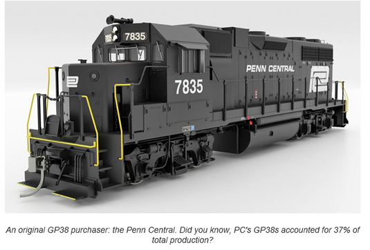 Rapido 38524 HO EMD GP38 Low Nose - Sound and DCC -- Penn Central 