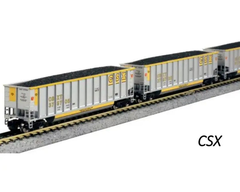 Load image into Gallery viewer, Kato N Scale CSX Bethgon Coal Hoppers 8 Pack
