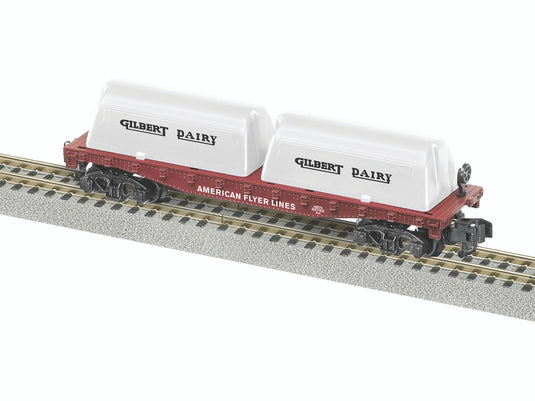 Lionel S Scale American Flyer Flatcar With Gilbert Dairy Milk Containers - 48576