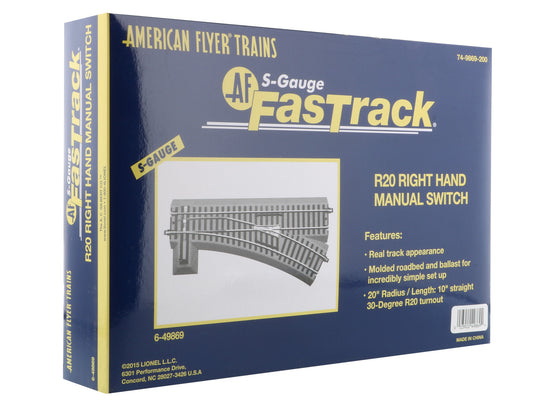 Lionel S Scale AF FasTrack R20 Manual Switch (Right Hand) - 49869