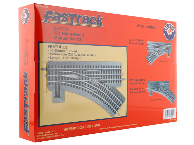 Load image into Gallery viewer, Lionel O Scale FasTrack O31 Manual Switch Right Hand - 81251
