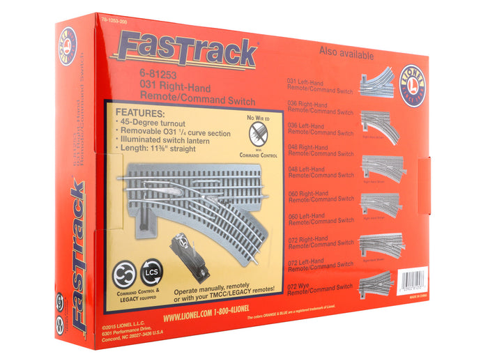 Lionel O Scale FasTrack O31 Remote/Command Switch Right Hand - 81253