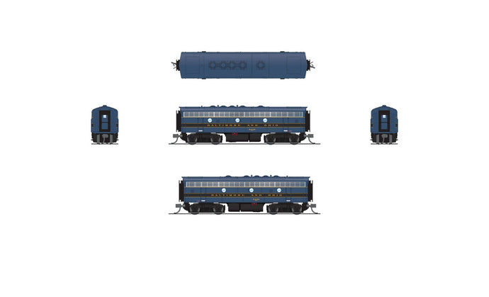 Broadway Limited 9075 N Scale Baltimore & Ohio EMD F7B 5456 DC Stealth - Imports