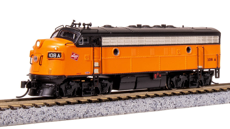 Load image into Gallery viewer, Broadway Limited N MILW EMD F7 AB Orange/Black Diesel Locomotive 108A/111B - 7755
