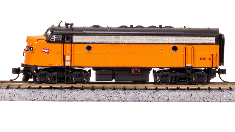 Load image into Gallery viewer, Broadway Limited N Scale MILW EMD F7A Orange &amp; Black Diesel Locomotive 113A - 7772
