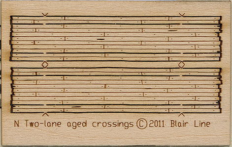 Blair Line 20 Wood Grade Crossing - Kit Laser-Cut Wood Kit - Rough-Cut Two Lane pkg(2) 1-13/16